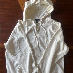 Forever 21 White Zip-Up Hoodie